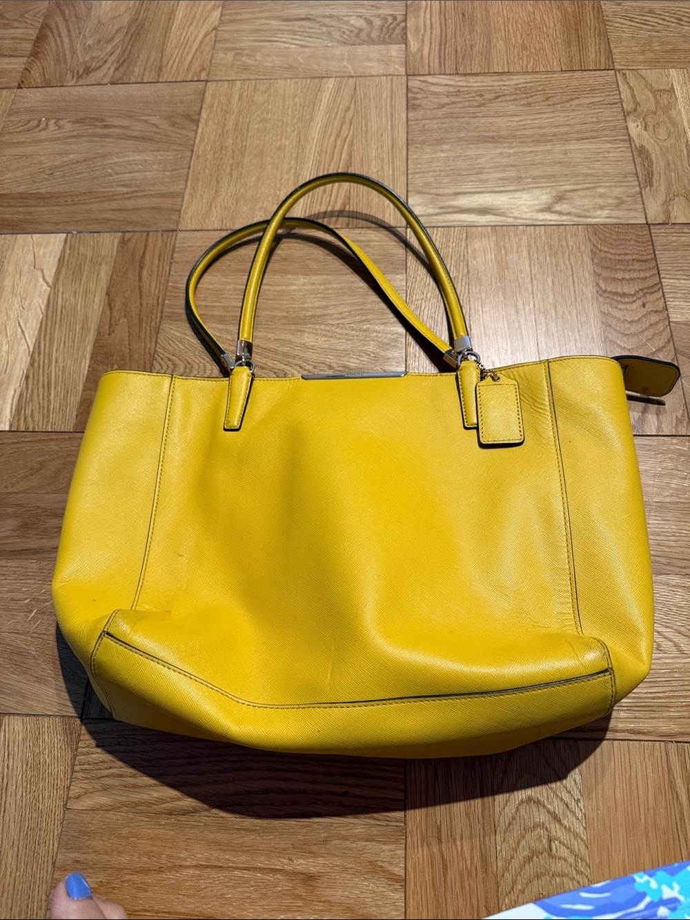 Coach Yellow Leather Tote Bag with Top Handles